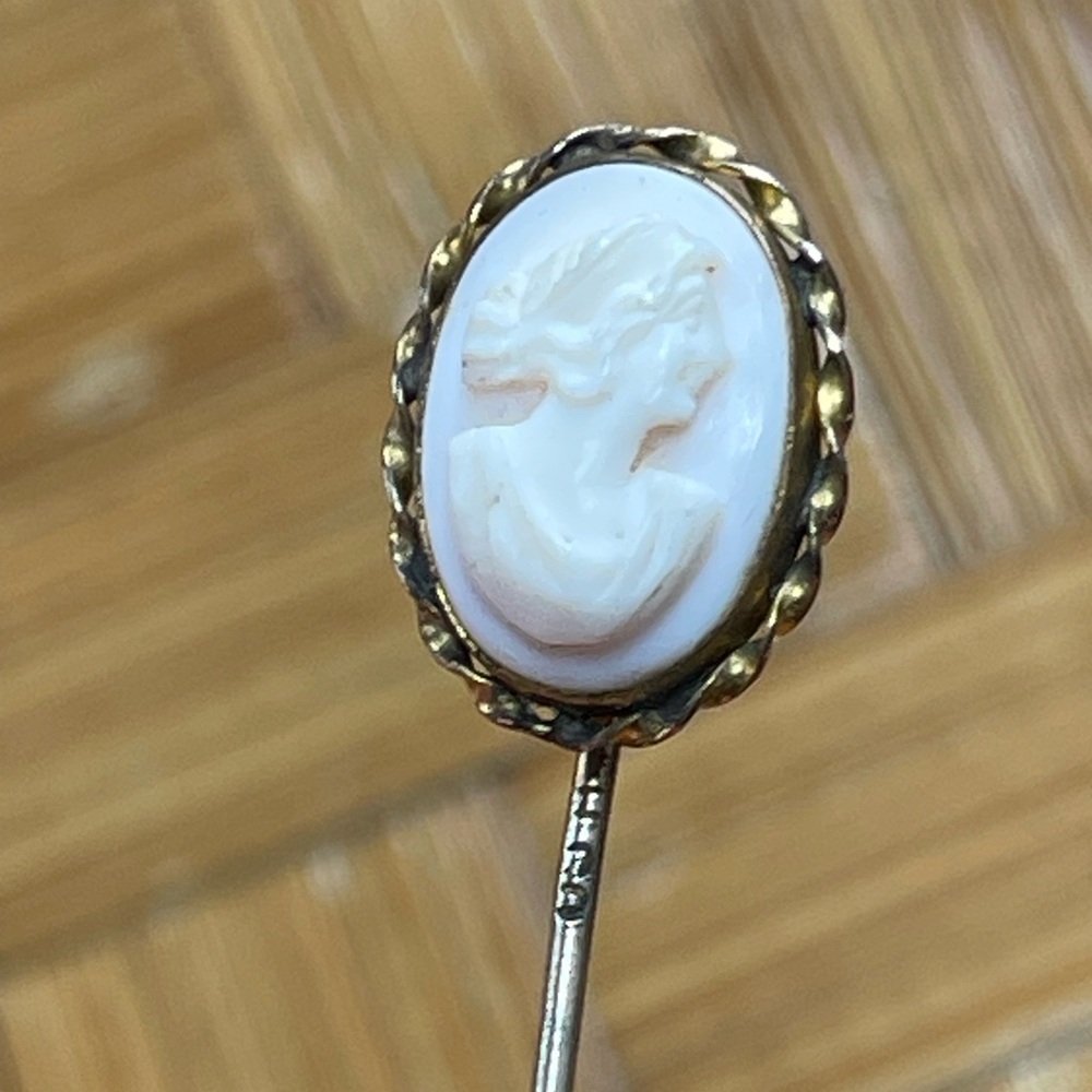 Vintage cameo & 925 sand dollar stick pins boho Victorian - Picture 9 of 11
